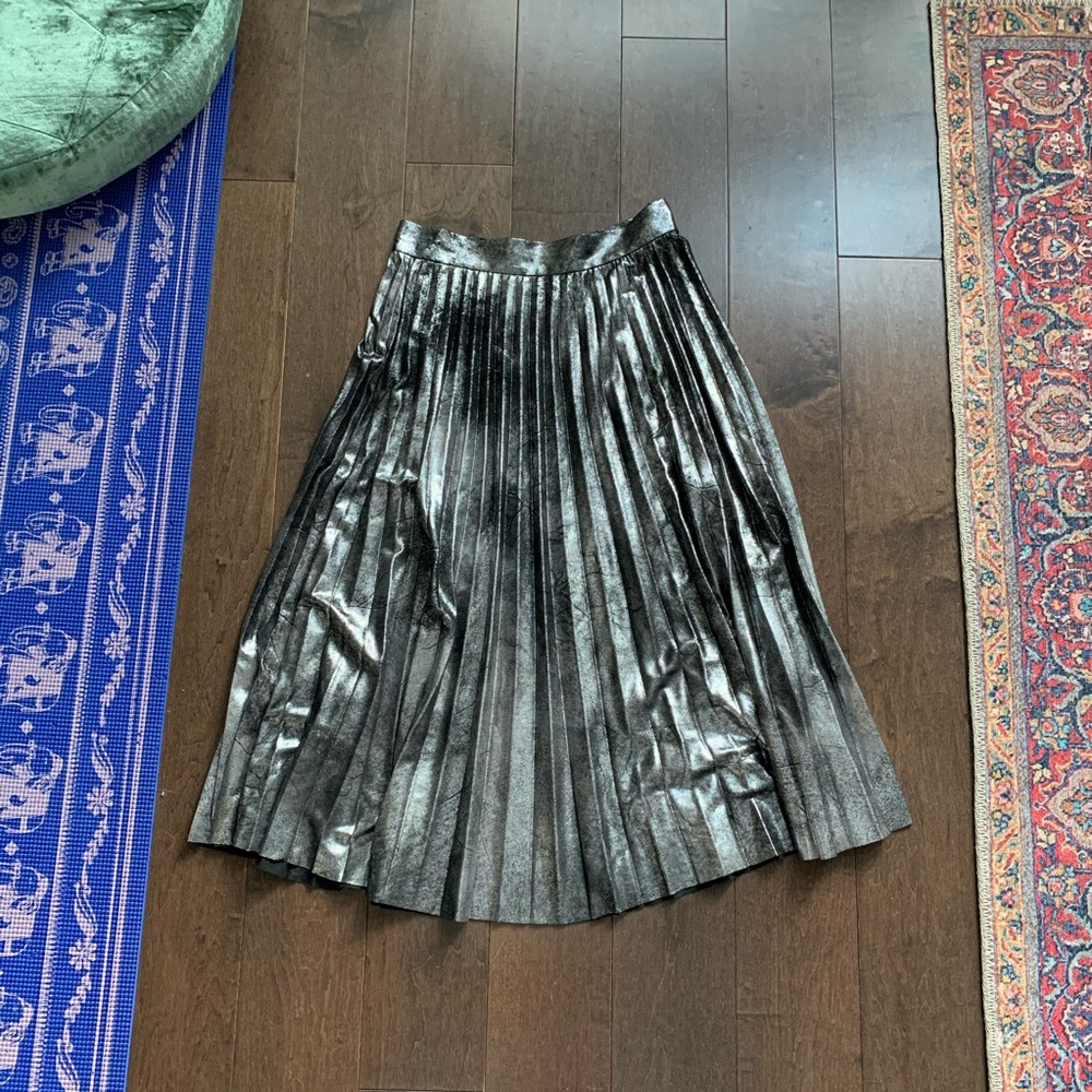 Zara | metallic pleated midi skirt